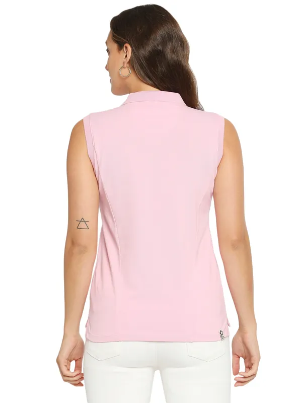 Being Human Slim Fit Women Polo Neck T-Shirts-Plastic Pink