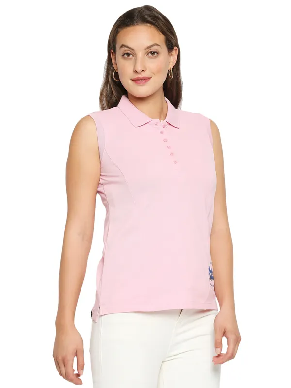 Being Human Slim Fit Women Polo Neck T-Shirts-Plastic Pink