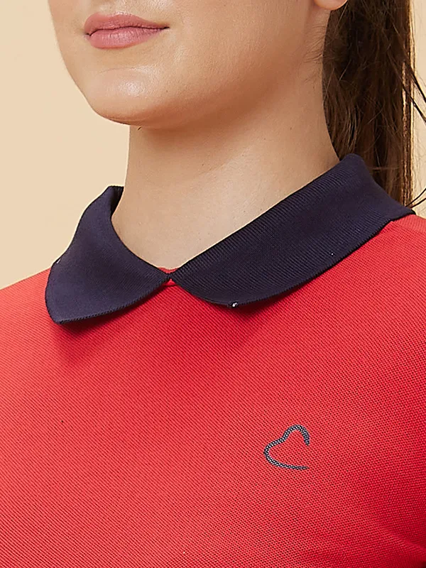 Being Human Clothing Women Regular Fit Polo Neck T-Shirts Red