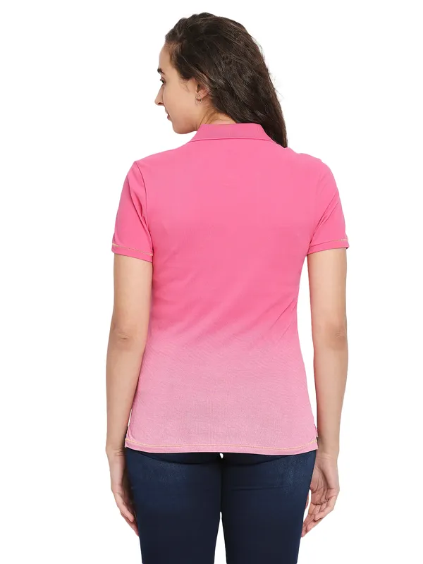 Being Human Semi Fit  Women Polo Neck T-Shirts-Electric Pink