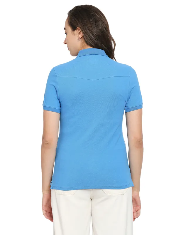 Being Human Semi Fit  Women Polo Neck T-Shirts-Dazzling Blue