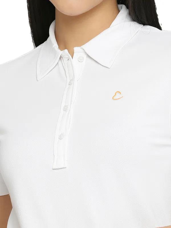 Being Human Clothing Semi Fit Polo Women Polo Neck T-Shirts-White