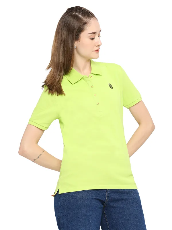Being Human Clothing Semi Fit Polo Women Polo Neck T-Shirts-Kiwi N Lime