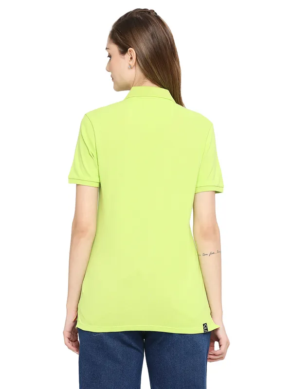 Being Human Clothing Semi Fit Polo Women Polo Neck T-Shirts-Kiwi N Lime