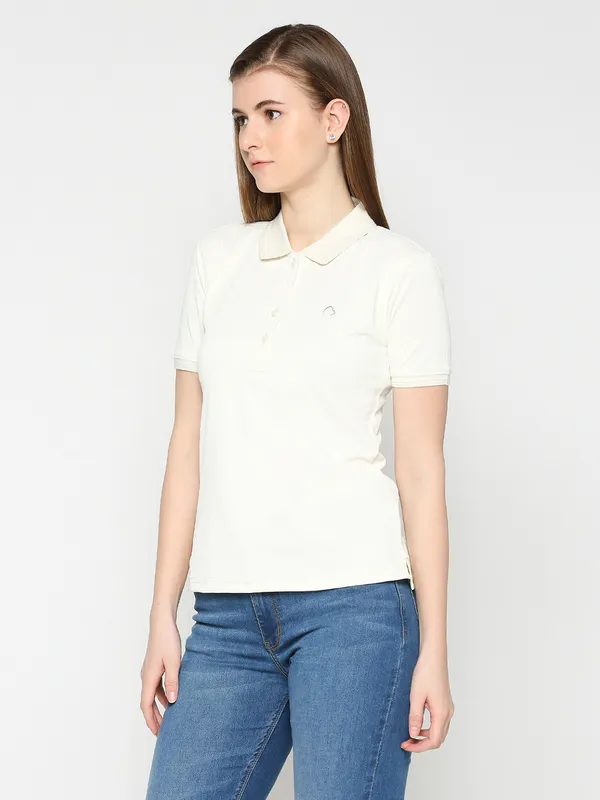 Being Human Clothing Women Semi Fit T-Shirts-White