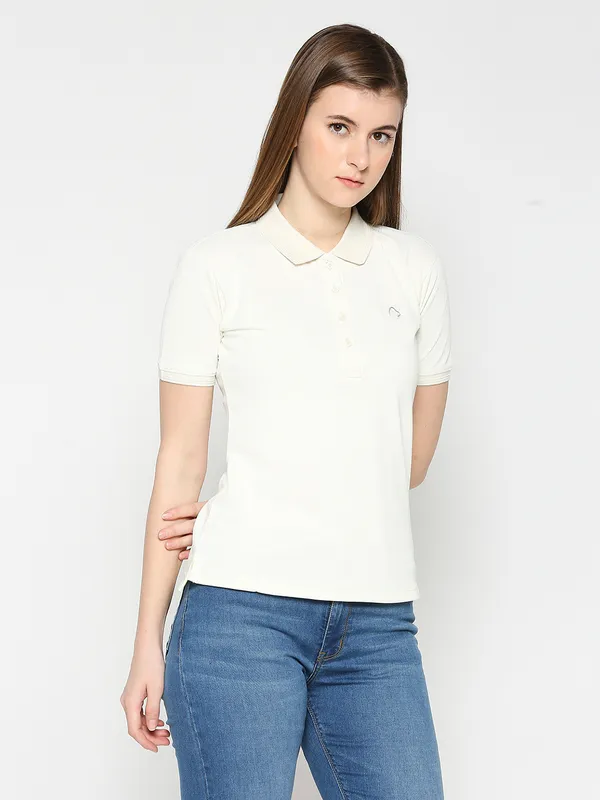 Being Human Clothing Women Semi Fit T-Shirts-White