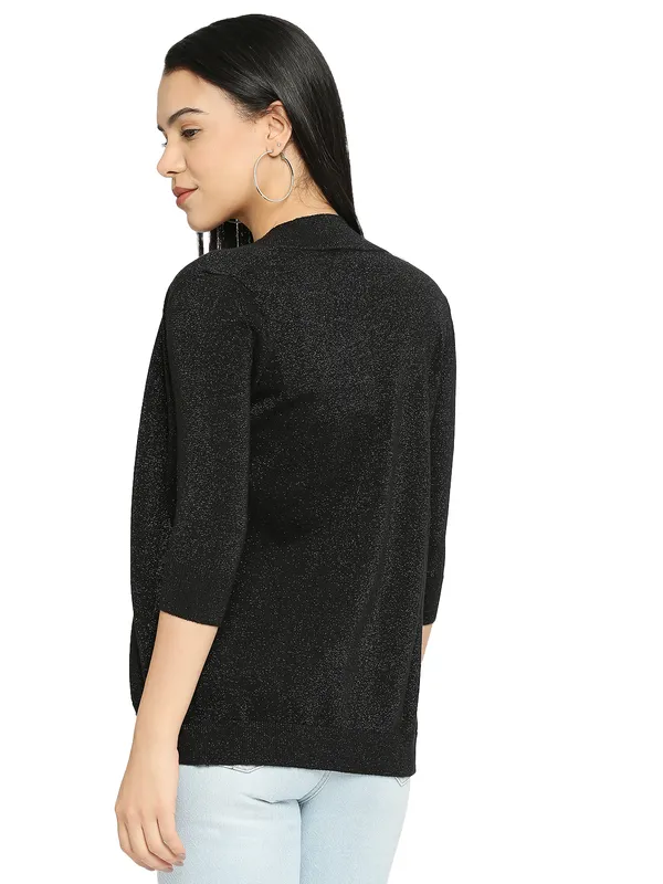 Being Human Clothing Women Regular Fit  Shrug-Jet Black + Black Lurex