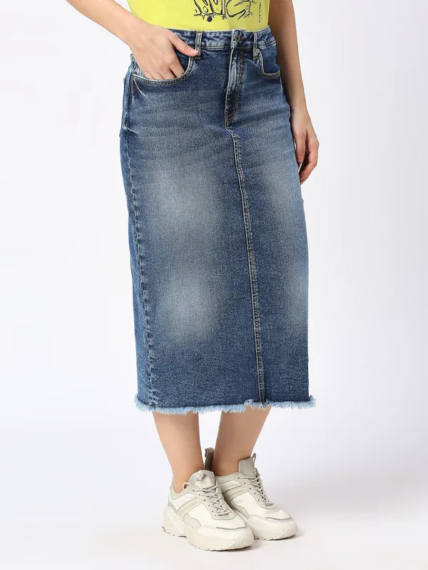Being Human Clothing SKIRTS WOMENS MID BLUE WASH