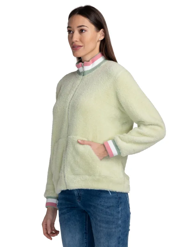 Being Human Semi Fit Women High Neck Sweatshirt-Powder Pista