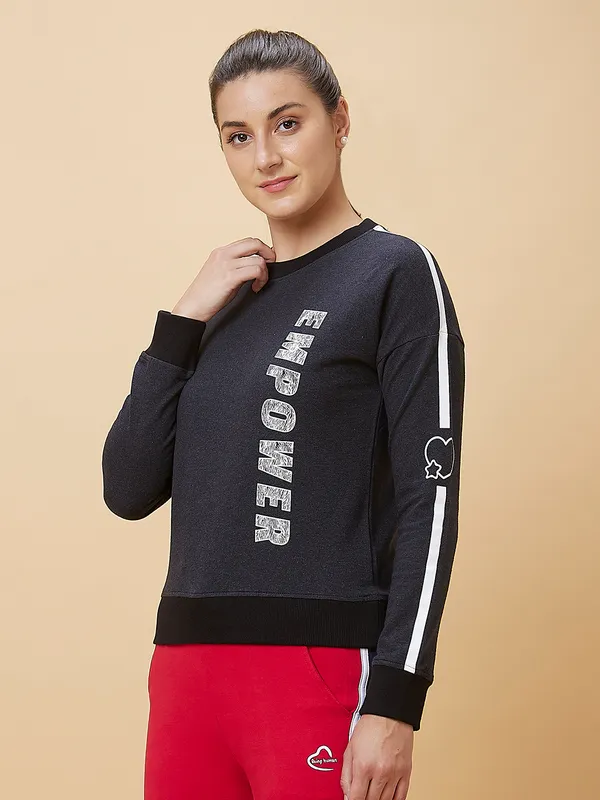 Being Human Drop Shoulder Basic Fit Sweatshirt Crew Neck Charcoal