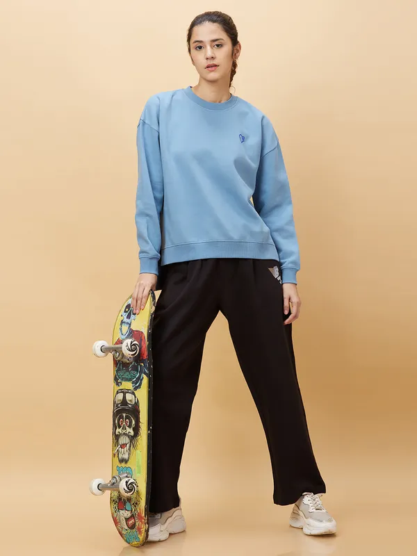 Being Human Clothing Womens-Top Sweatshirt Chambray Blue