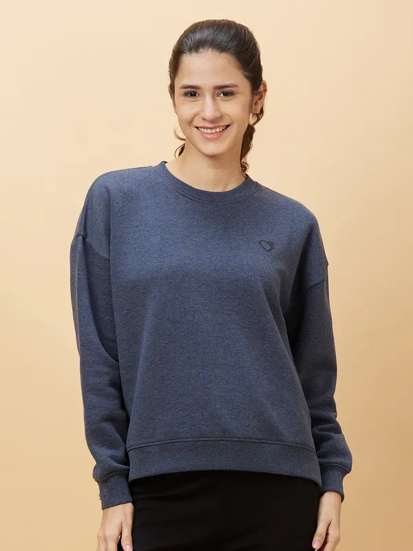 Being Human Clothing Womens-Top Sweatshirt Charcoal Mel
