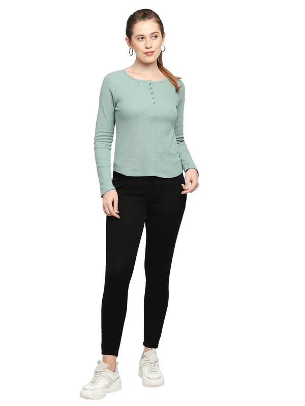 Being Human Slim Fit Women Crew Neck T-Shirts-Dark Ivy