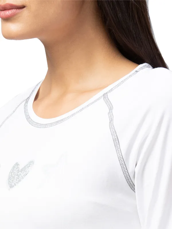 Being Human Clothing  Women Slim Fit Crew Neck Crop T-Shirts-White