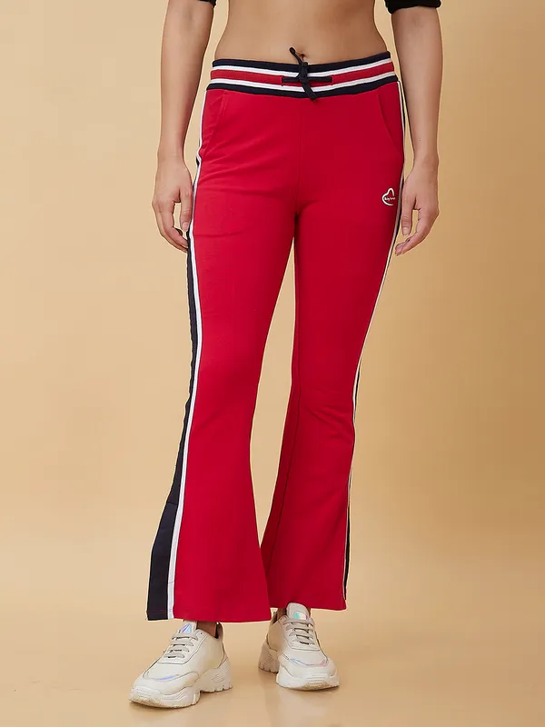 Being Human Clothing Women Kick Flare  Fit None Track Red