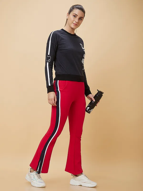 Being Human Clothing Women Kick Flare  Fit None Track Red