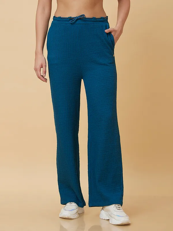 Being Human Clothing Women Wide Leg None Trousers Blue Coral