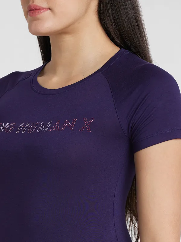 Being Human Clothing Women slim Fit Crew Neck T-Shirts-Navy