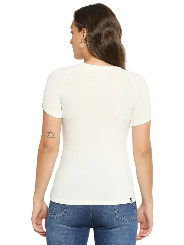 Being Human Clothing Women slim Fit Crew Neck T-Shirts-White