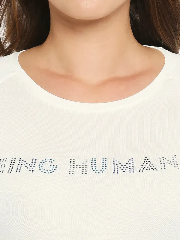 Being Human Clothing Women slim Fit Crew Neck T-Shirts-White
