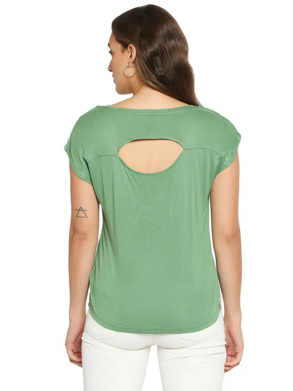 Being Human Clothing Women Easy Fit Crew Neck T-Shirts-Turnip Green