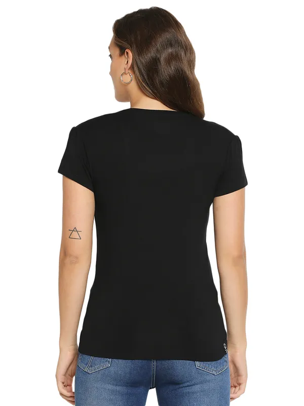 Being Human Clothing Women Easy Fit Crew Neck T-Shirts-Black