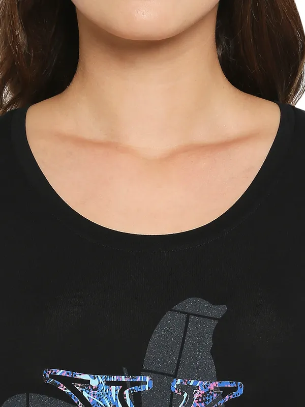 Being Human Clothing Women Easy Fit Crew Neck T-Shirts-Black