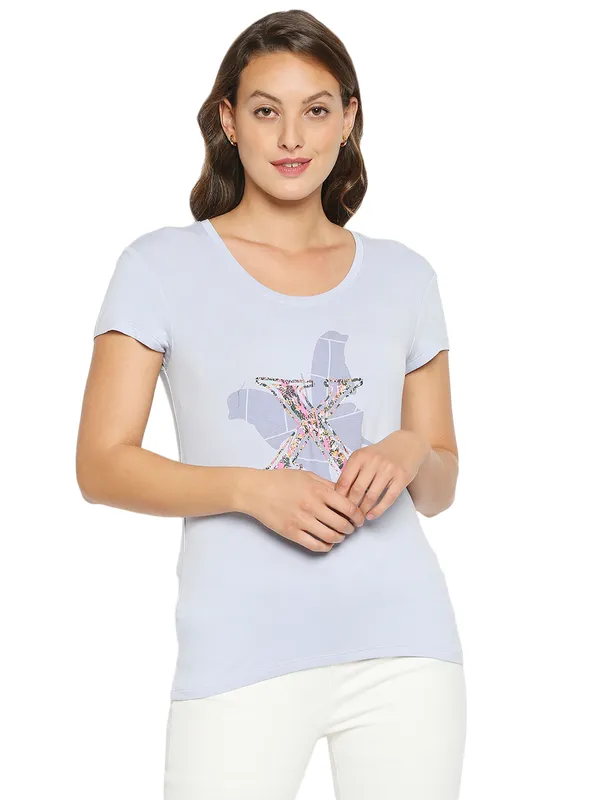 Being Human Clothing Women Easy Fit Crew Neck T-Shirts-Heather