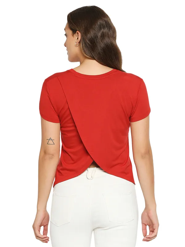 Being Human Easy Fit Women Crew Neck T-Shirts-Oxy Fire Red