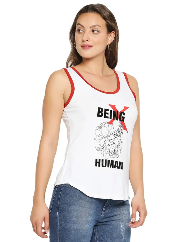 Being Human Easy Fit Women Crew Neck T-Shirts-White
