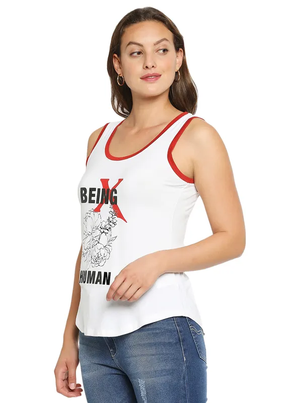 Being Human Easy Fit Women Crew Neck T-Shirts-White