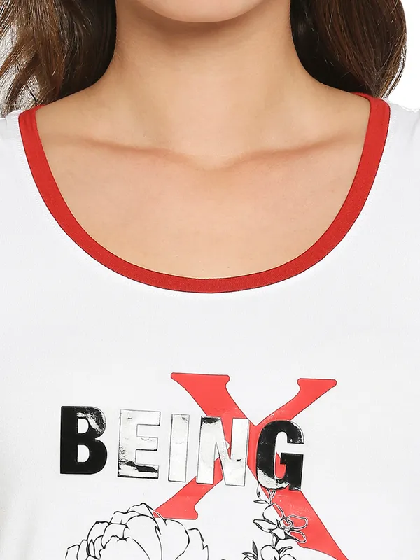 Being Human Easy Fit Women Crew Neck T-Shirts-White