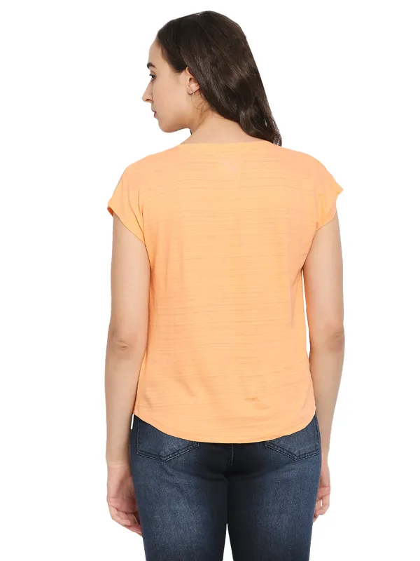 Being Human Clothing Women Easy Fit Crew Neck T-Shirts-Cantaloupe