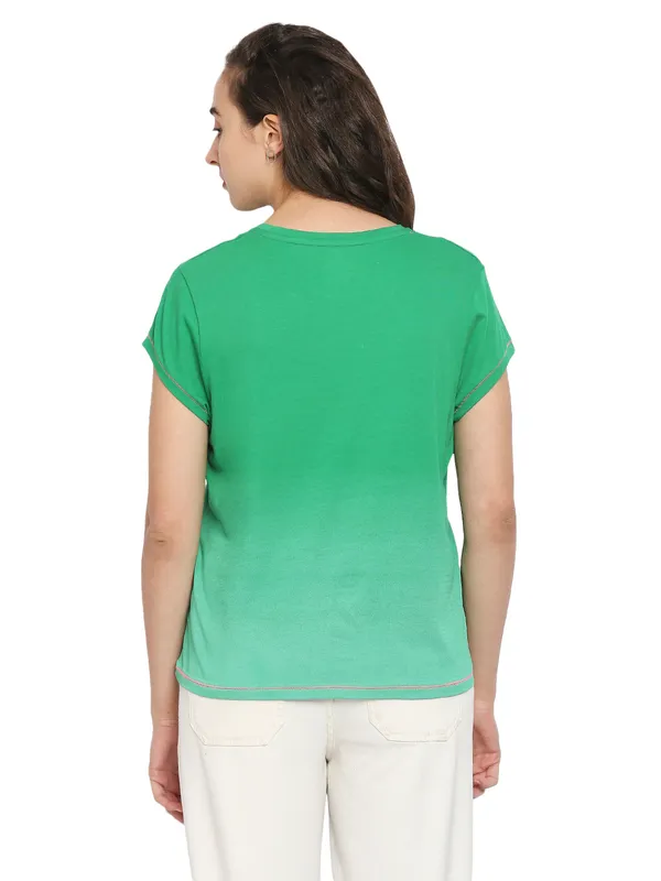 Being Human Easy Fit  Women Crew Neck T-Shirts-Jolly Green