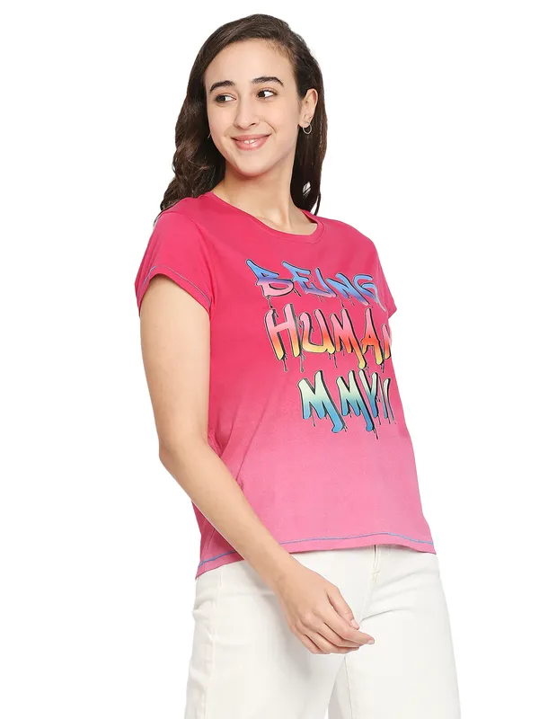Being Human Easy Fit  Women Crew Neck T-Shirts-Love Potion