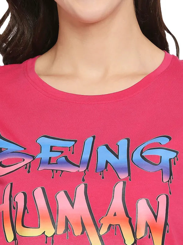 Being Human Easy Fit  Women Crew Neck T-Shirts-Love Potion