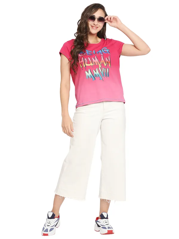 Being Human Easy Fit  Women Crew Neck T-Shirts-Love Potion