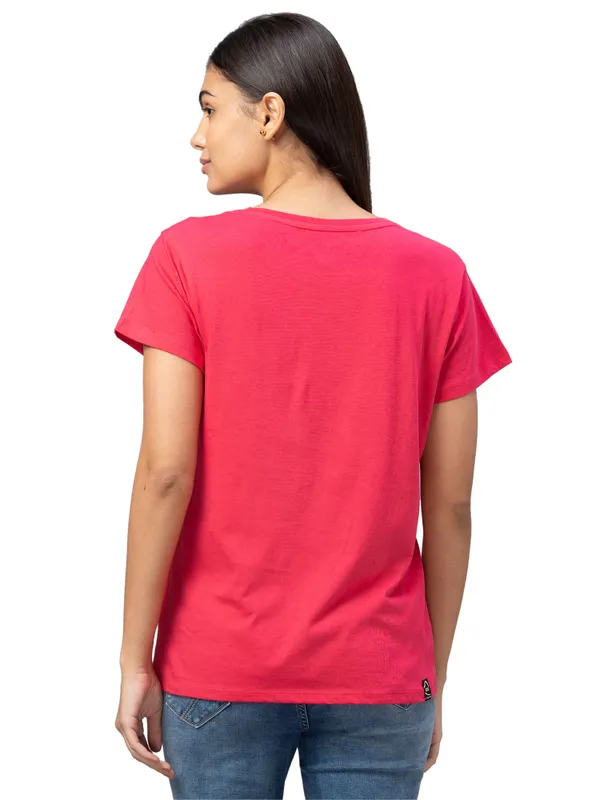 Being Human Easy Fit  Women Crew Neck T-Shirts-Raspberry Wine