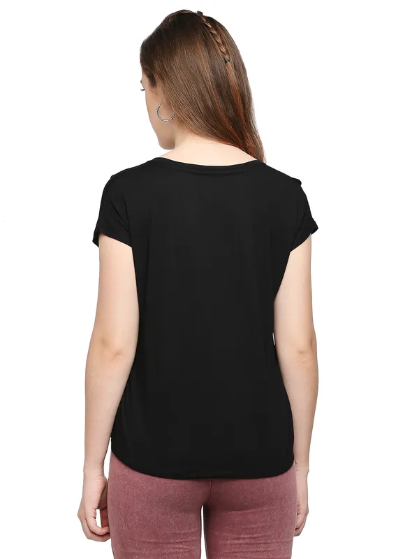 Being Human Easy Fit T-Shirt Women Crew Neck T-Shirts-Jet Black