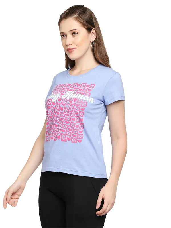 Being Human Clothing Women Regular Fit Crew Neck T-Shirts-Bel Air Blue