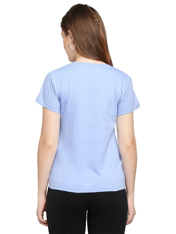 Being Human Clothing Women Regular Fit Crew Neck T-Shirts-Bel Air Blue