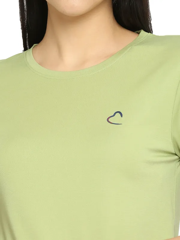 Being Human Semi Fit Women Crew Neck T-Shirts-Pista Green