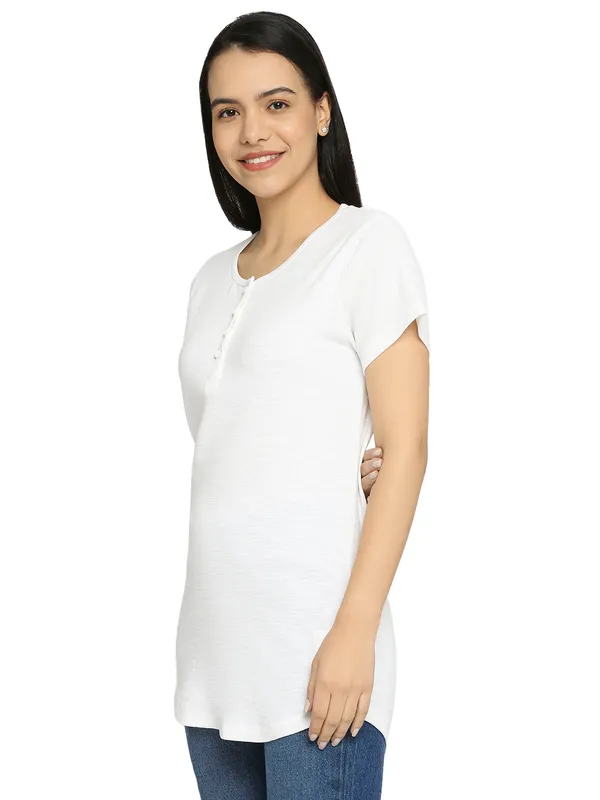 Being Human Easy Fit Women Crew Neck T-Shirts-White
