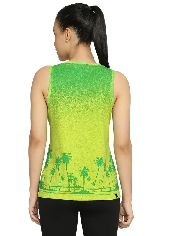 Being Human Semi Tank Fit Women Crew Neck T-Shirts-Lima Green