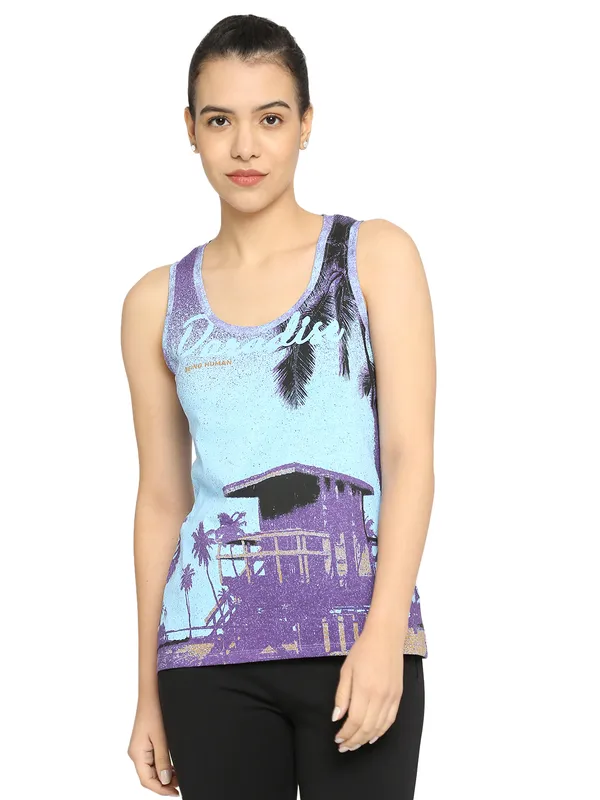 Being Human Semi Tank Fit Women Crew Neck T-Shirts-Skye