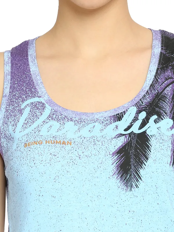 Being Human Semi Tank Fit Women Crew Neck T-Shirts-Skye