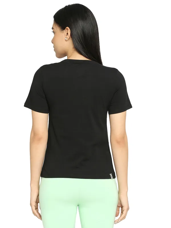 Being Human Clothing Women Easy Fit Crew Neck T-Shirts-Black