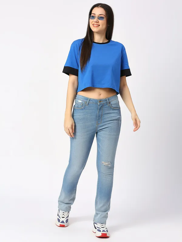 BEING HUMAN CREW NECK WOMENS DIRECTOIRE BLUE