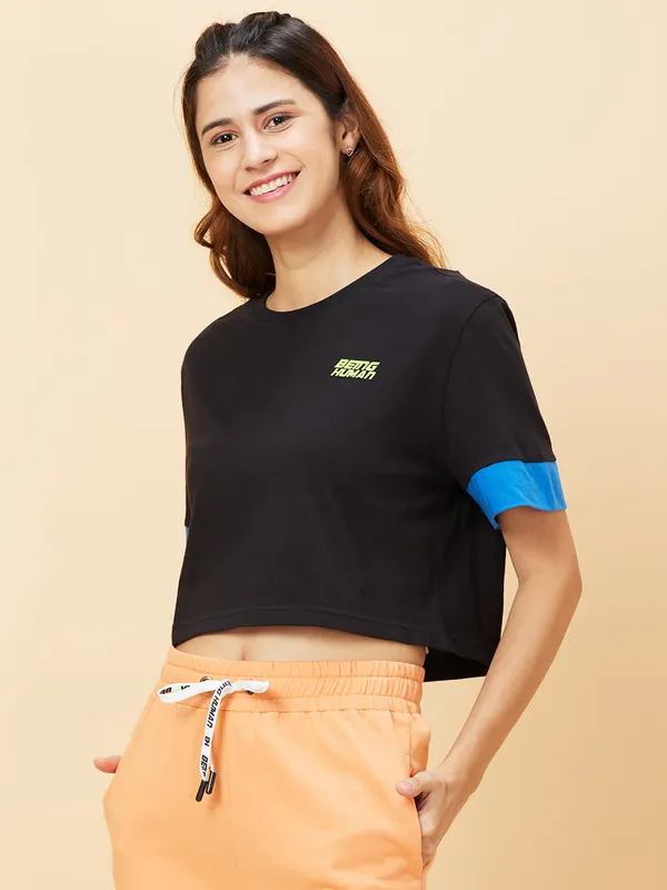 BEING HUMAN CREW NECK WOMENS BLACK BEAUTY