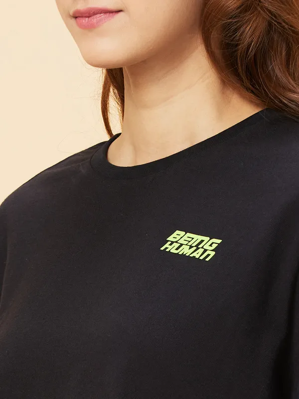 BEING HUMAN CREW NECK WOMENS BLACK BEAUTY